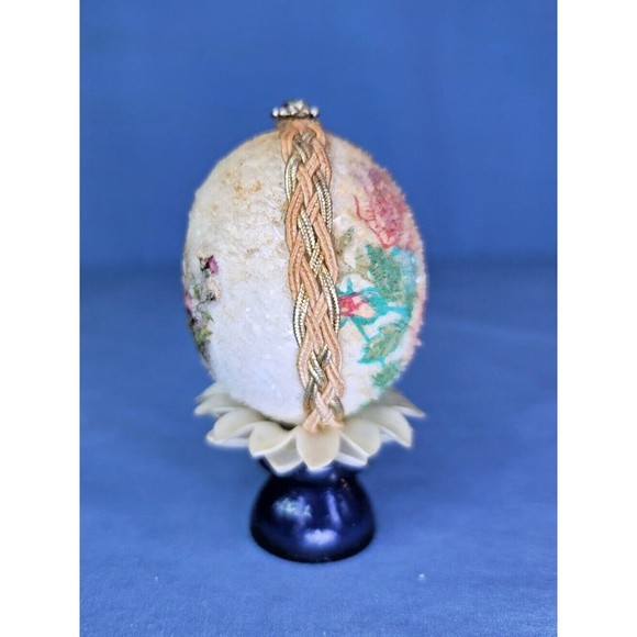 Egg Shell Art Flowers Birds Jewelry Vintage Handmade Decorated - Picture 5 of 9